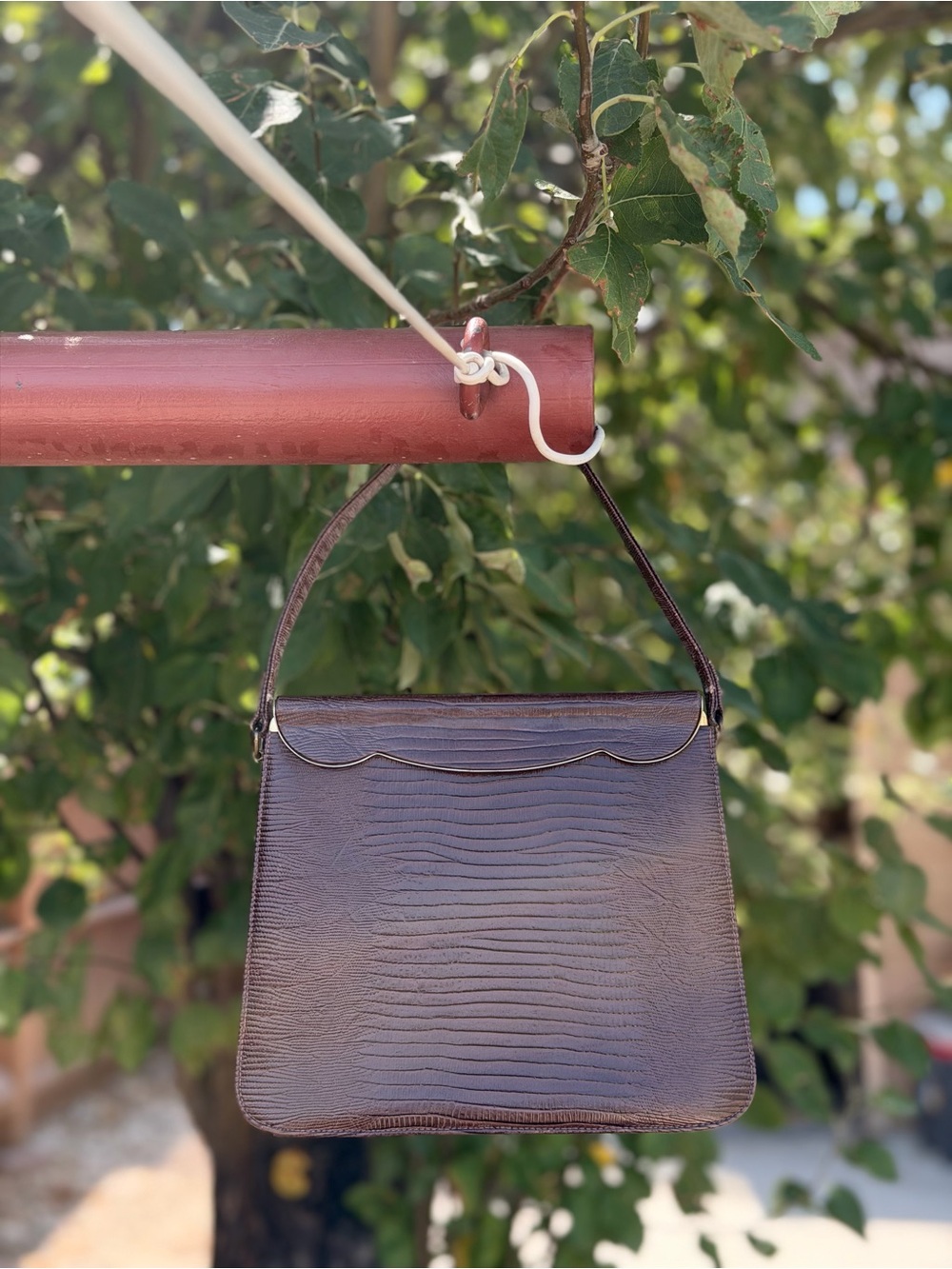 Vintage Textured Brown Shoulder Bag